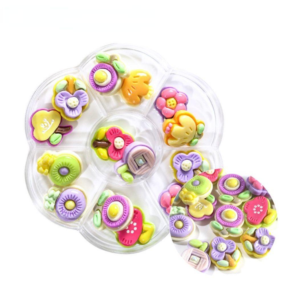 AUGUSTINA Agustinina Nail Art Charms Bunga Resin Kuku Salon Manicure Aksesoris DIY Bahan Kuku 3D Dekorasi Kuku