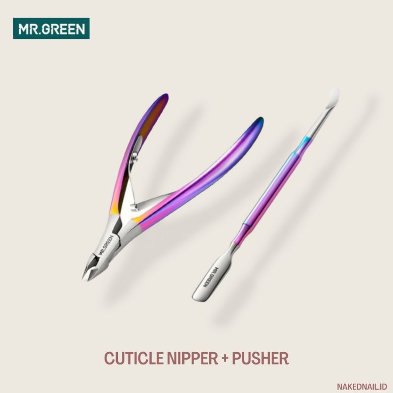 Cuticle Nipper / pusher Mr green Original stainless steel tang kuku tusukan kuku 1 set manicure Nail art