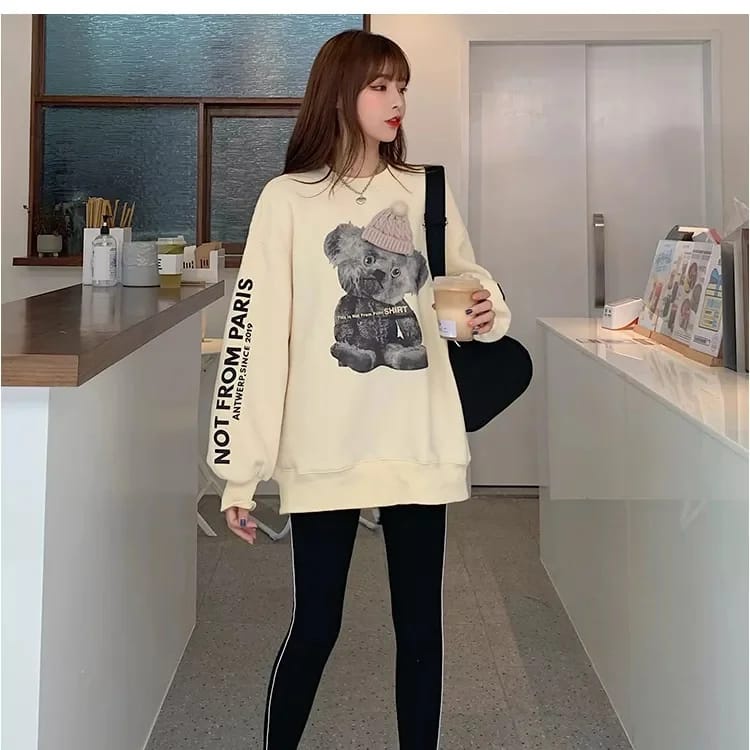 Sweater Oversize Not From Paris l Oblong Matt Fleece Tebal Premium Korean Style