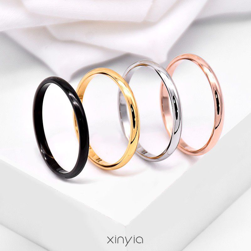 COD RING TITANIUM STEEL ANTI KARAT KOREAN STYLE WANITA / PRIA Colour Hitam Emas Putih