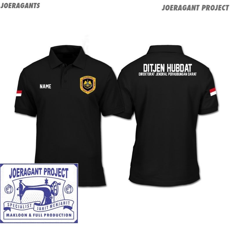 TSHIRT BAJU/KAOS POLO/WANGKI/KAOS BERKERAH/ KEMENHUB/DISHUB/DITJEN HUBDAT(WARNA HITAM 1/4) - joeraga