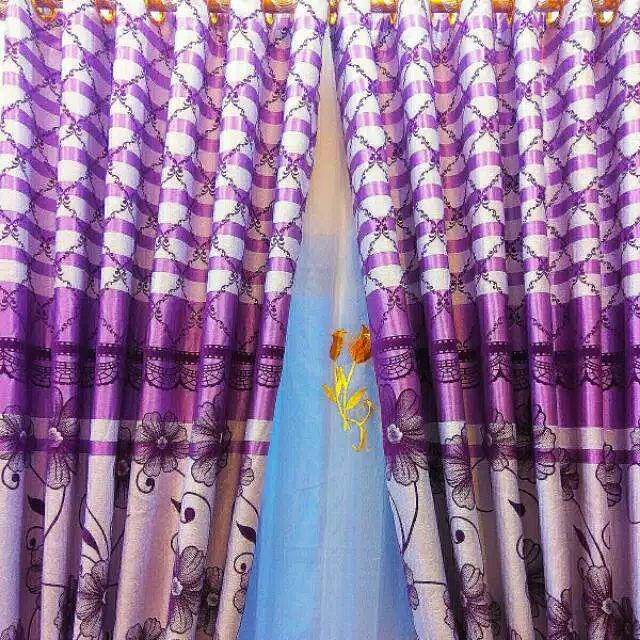 Gorden Bludru Ungu Syantik Hordeng Korden Gordyn Curtai Tirai