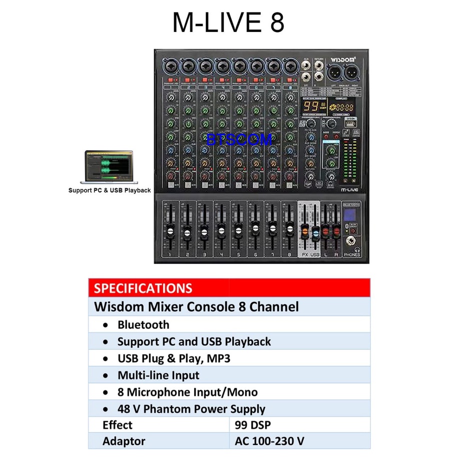 MIxer Audio WISDOM MLIVE8 MLIVE 8 M LIVE 8 8Channel Original