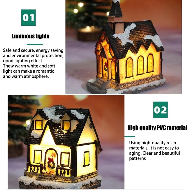 Xmas Micro-landscape House LED Luminous Resin Hut Decor  / Christmas Home Decor