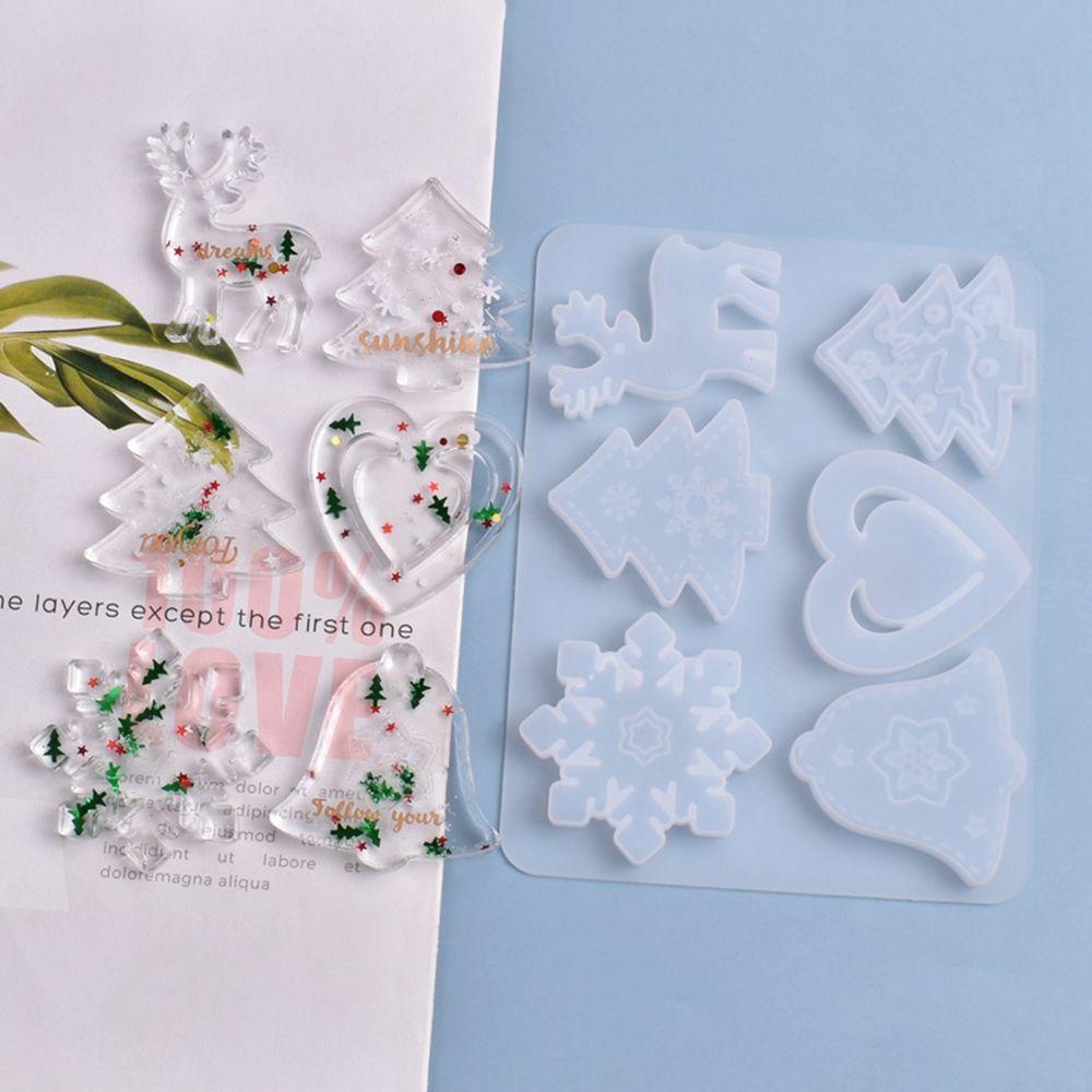 【 ELEGANT 】 Cetakan Silikon Elk Ornamen Liontin Pohon Natal Resin Clay Molds Casting Mould