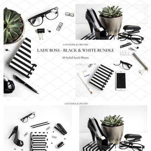 Lady Boss Black White Bundle - JPEG Ultra HD - Stock Photo