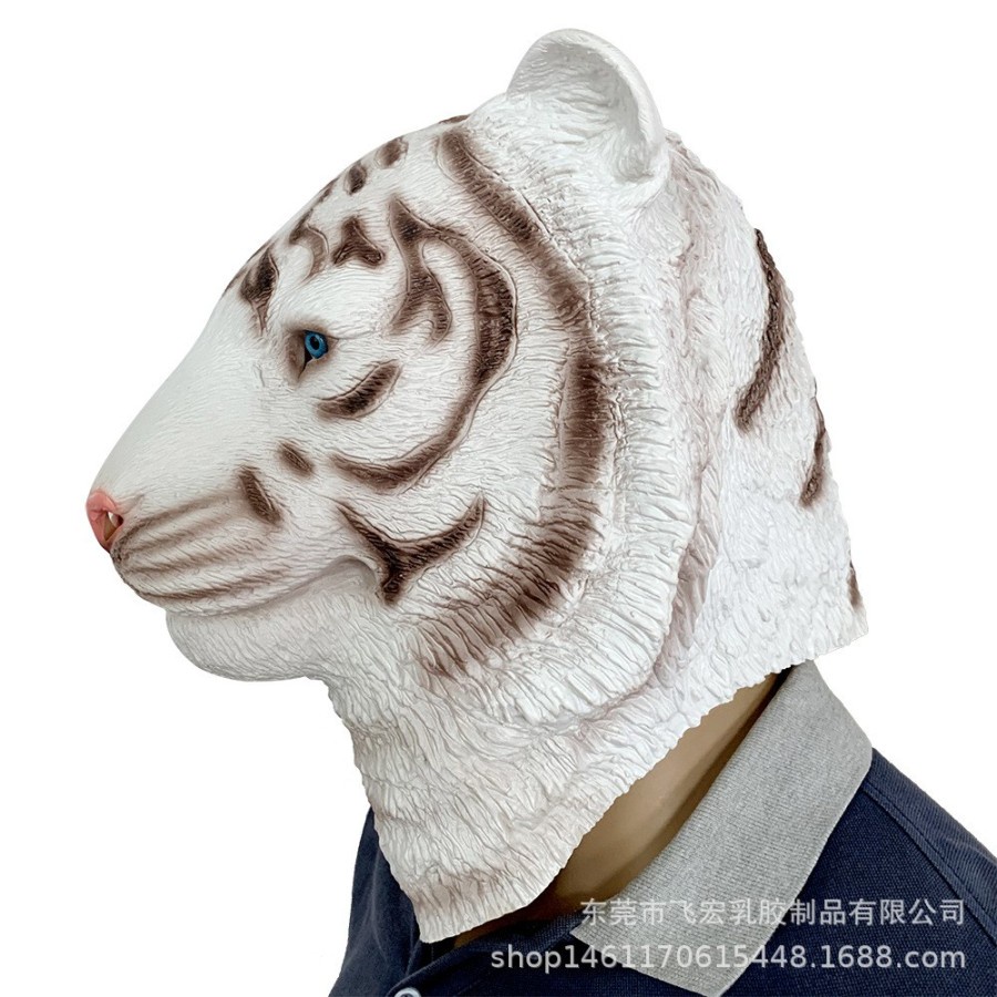 TOL-48 topeng latex karet full harimau putih white tiger halloween