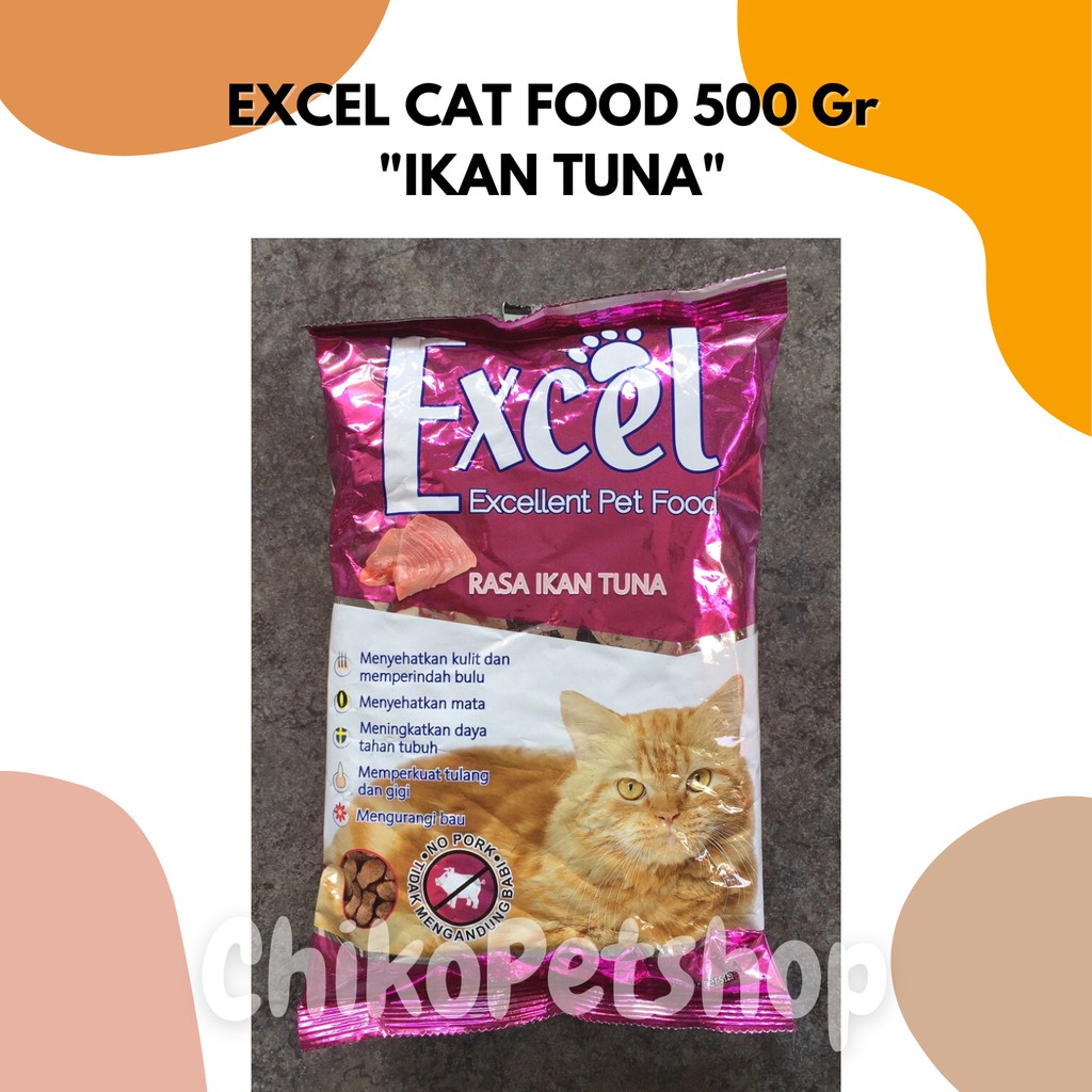 EXCEL CAT FOOD Makanan Kucing Rasa Ikan Tuna &amp; Ayam Tuna Kemasan 500 Gr