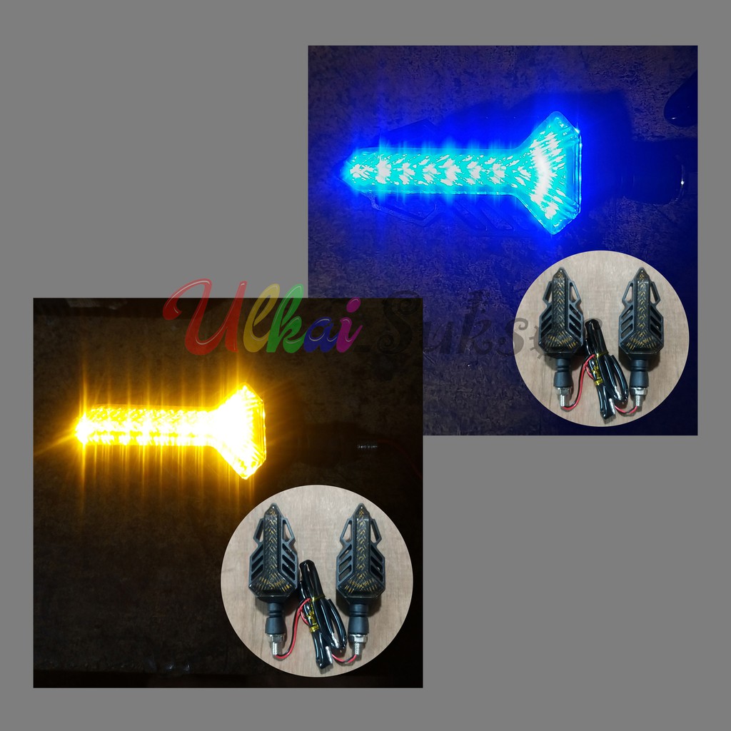 Lampu Sen Motor LED l Variasi Aksesoris Lampu Sein Model Pedang Sepeda Motor Atau Lampu Belakang Variasi Cocok Untuk Custom l Vario 125 150 l Aerox l CB l Dll 12V Arus DC Universal Murah