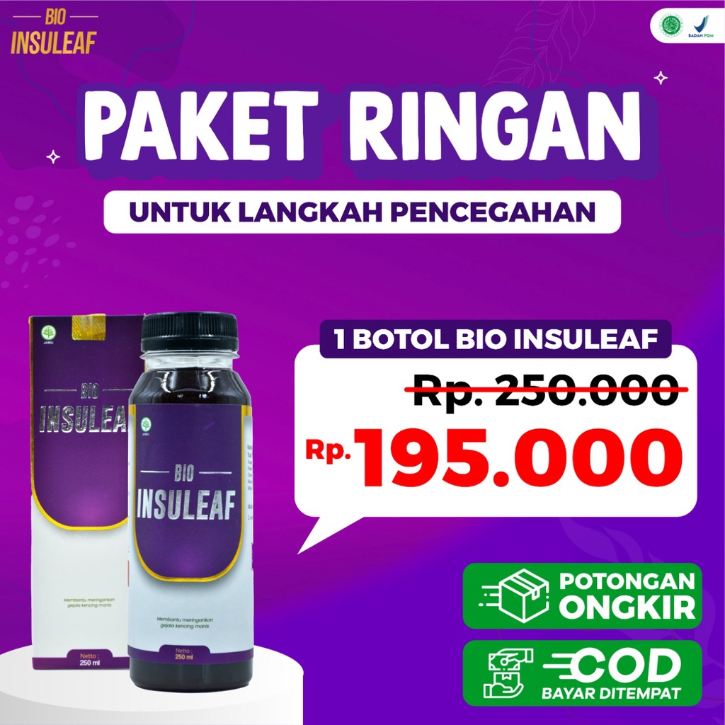 Bio Insuleaf  Herbal Anti Diabetes – Herbal Alami Cepat Turunkan Gula Darah Cegah Kencing Manis Asam Urat &amp; Kolesterol BPOM Herbal Anti Diabetes 100% Original