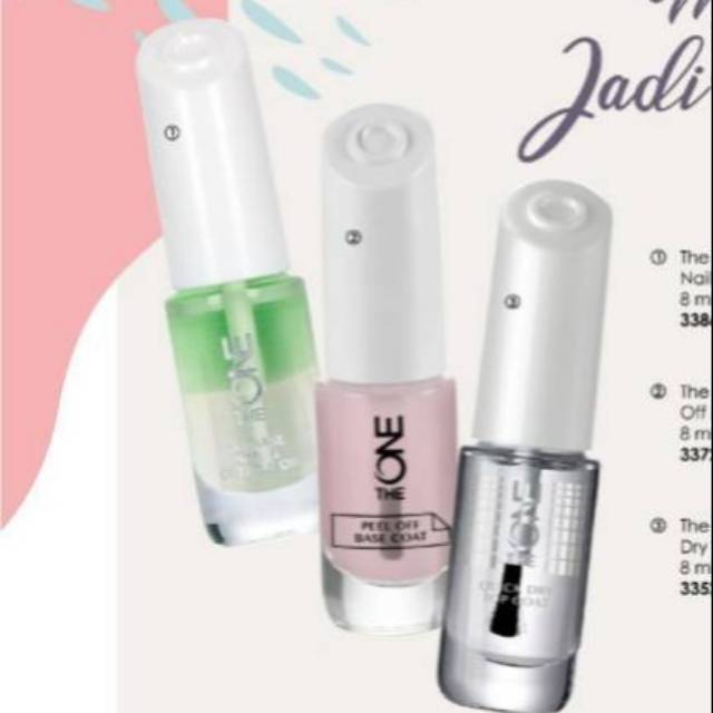 The ONE Peel Off Base Coat, The ONE Bi-phase nail&Cuticle oil , The ONE Quick Dry Top Coat