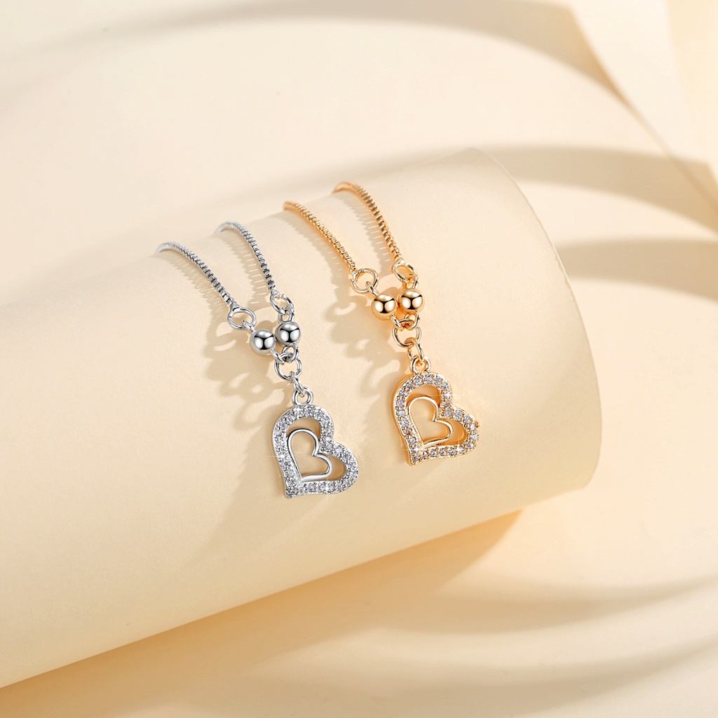 Y706 【Barang spot】Kalung Titanium Wanita Mewah Berbentuk Hati Kalung Anti Karat Rantai Klavikula Fashion Perhiasan