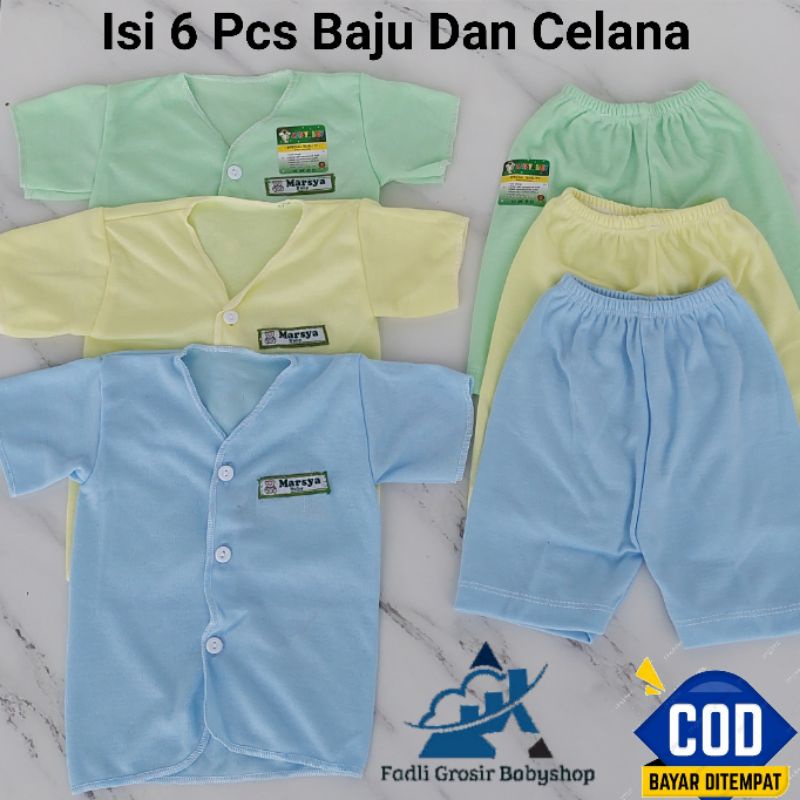 6 Pcs Baju Celana Bayi Newborn Pendek Neci Terbaru