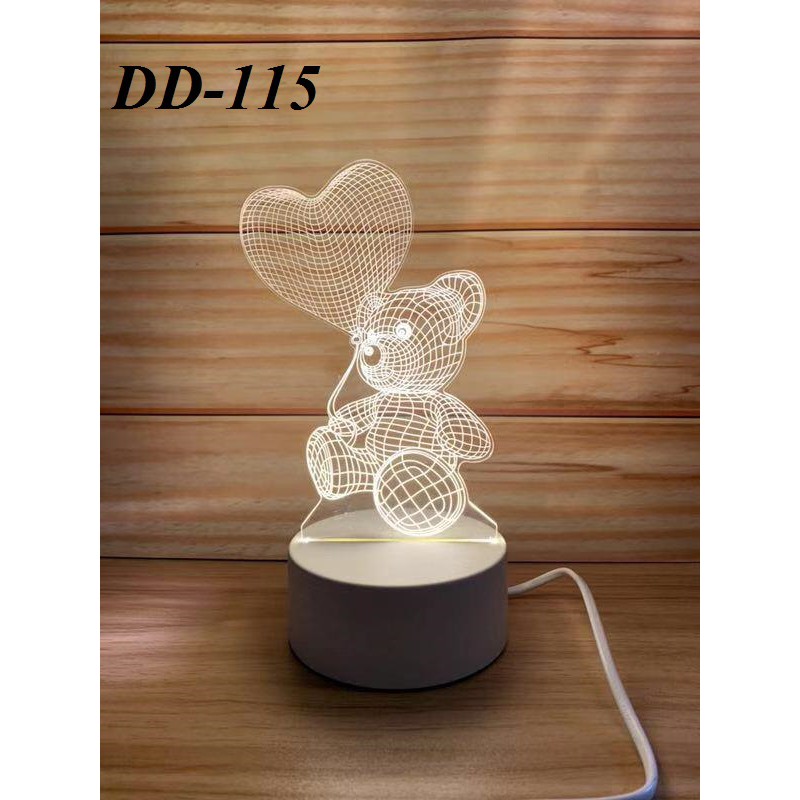 Lampu Tidur DD 115 Lampu Hias 3D Transparan Akrilik 3 Warna Tema Kartun DD 115