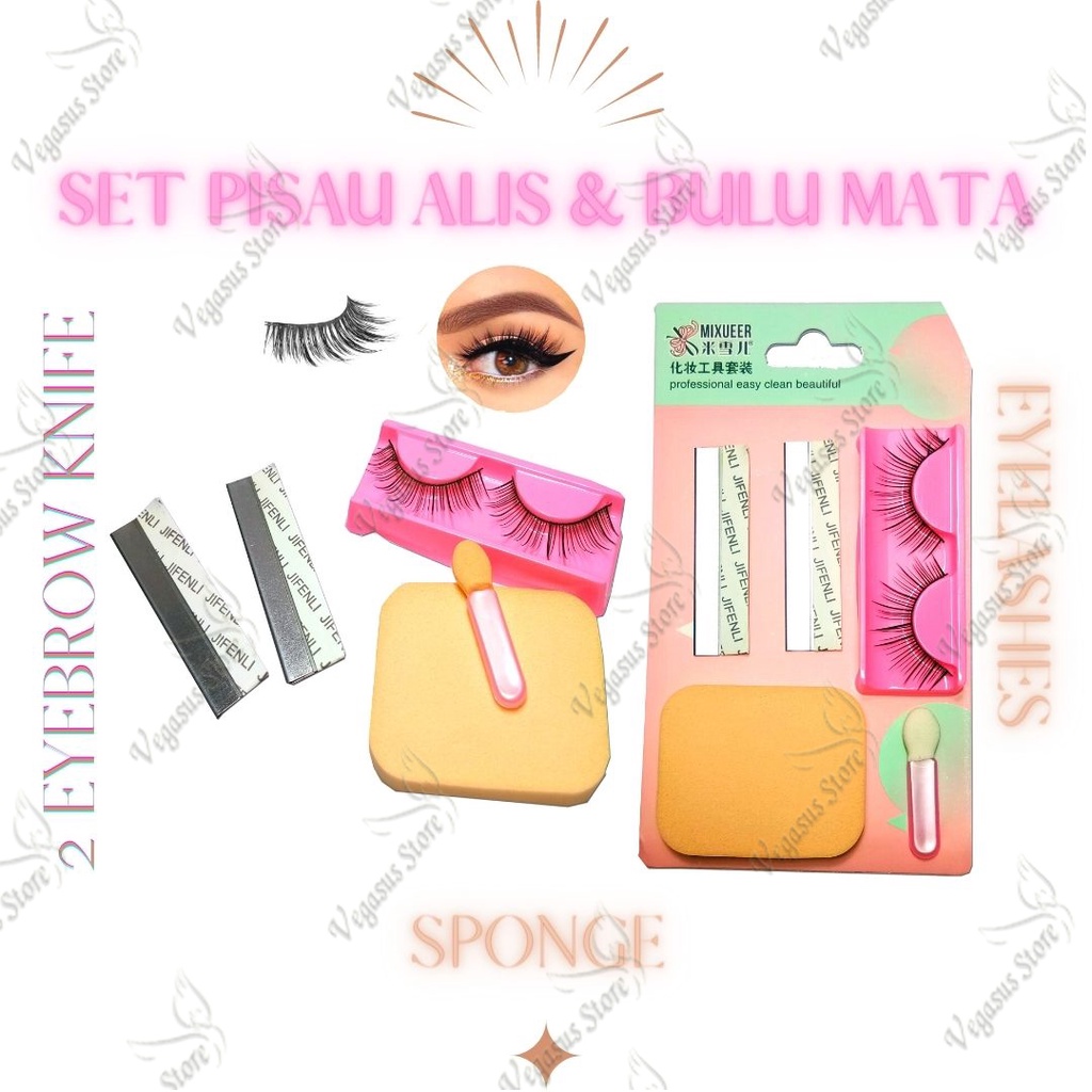 Set Bulu Mata Palsu Tempel/Eyelash 1 Set Isi 4 Barang ( FREE+1 Pisau Pencukur alis) / Paket Bulu Mata Palsu/Tempel-Vegasus Store (COD)