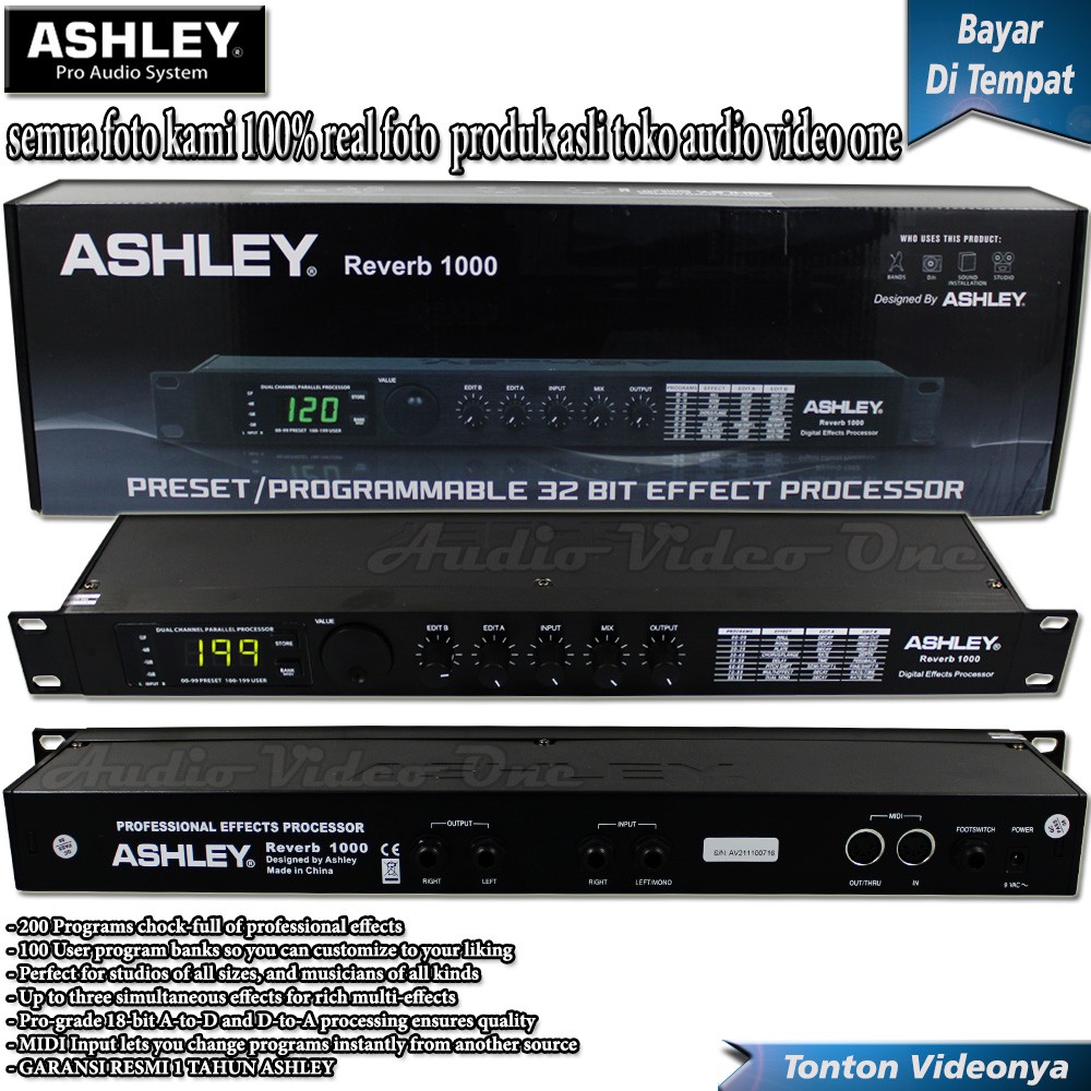 Effect Vocal Ashley Reverb 1000 Efek Vokal Ashley Original 32 Bit Efect Processor Garansi 1 Tahun