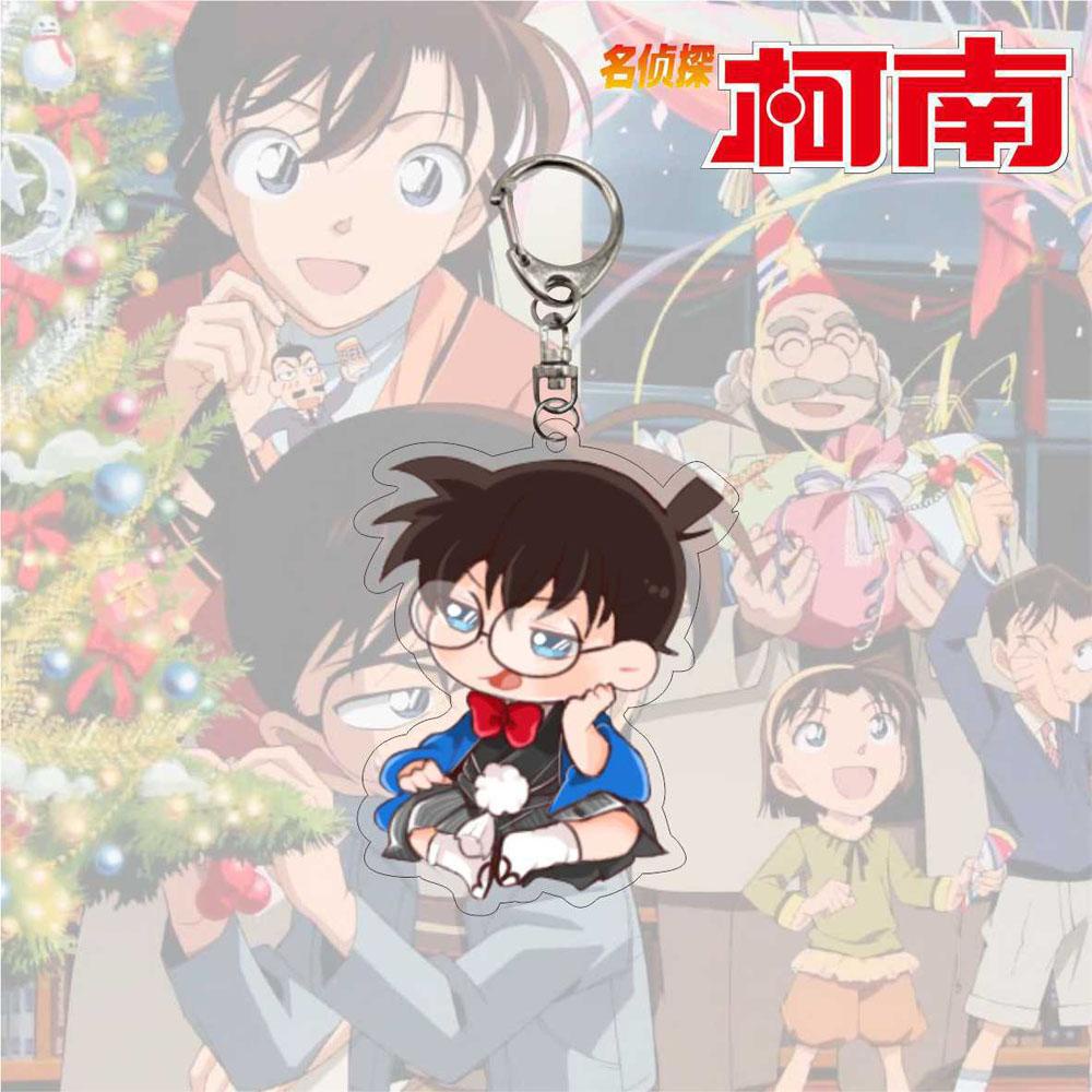 QUINTON Conan Gantungan Kunci Untuk Hadiah Anak Miniatur Detektif Conan Scultures Darah Panas Anime Key Ring