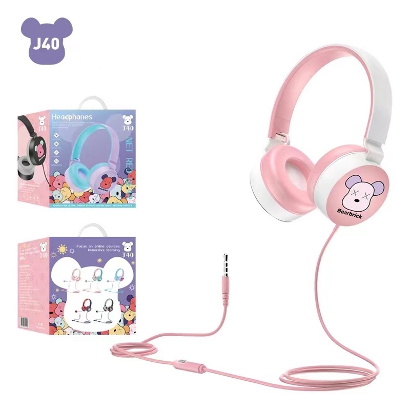 [ J-40 BEARBRICK ] HEADPHONE BANDO BEARBRICK SO CUTE /HEADSET MUSIC PHONE EXTRA BASS