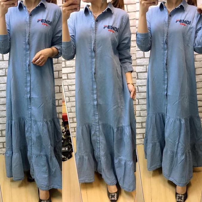 New BAJU BKK / GAMIS FENDI BAHAN DENIM IMPORT /BAJU IMPORT