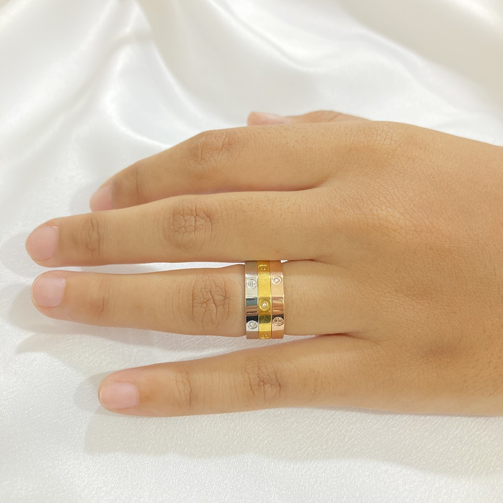 Cincin Polos Titanium Wanita Anti Karat Aksesoris Perhiasan