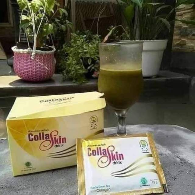 Collaskin Drink Matcha With Collagen- Minuman pelangsing herbal, Pencerah Wajah dan tubuh