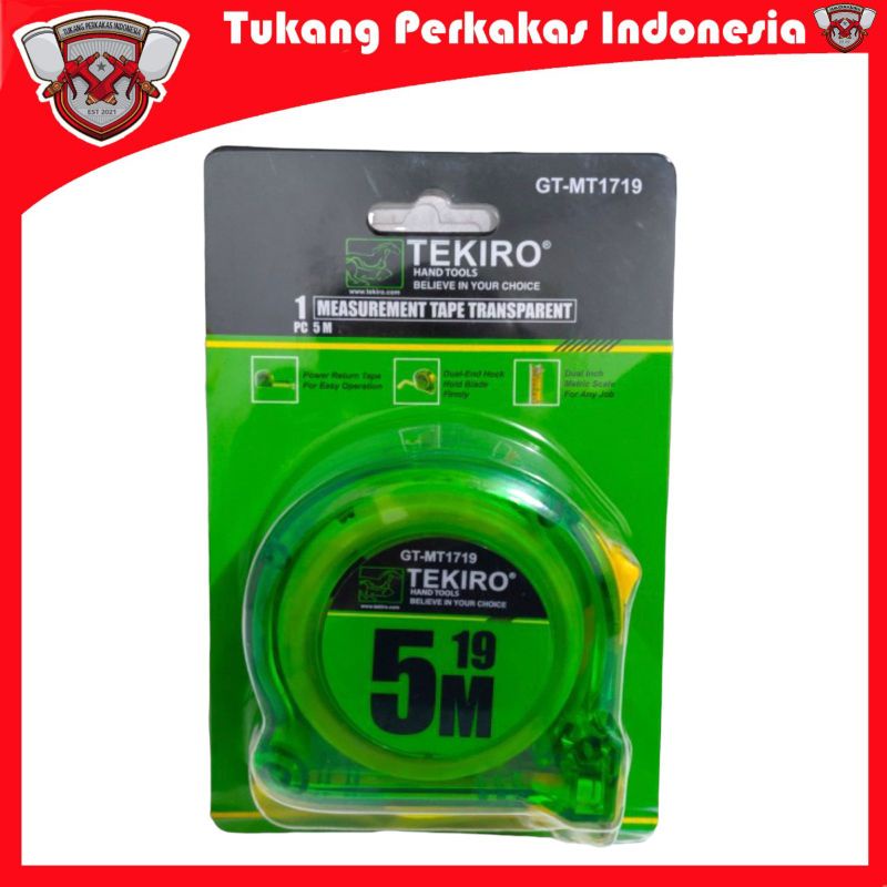 TEKIRO METERAN 5 METER TRANSPARAN/MEASURING TAPE 5 METER