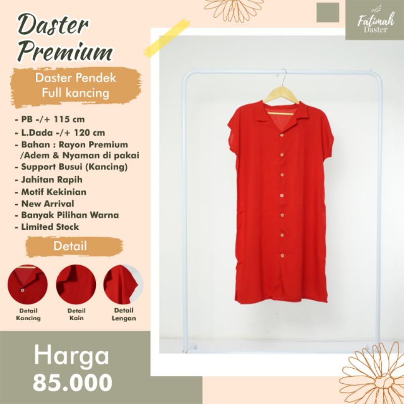 DRESS FULL KANCING PREMIUM RAYON PREMIUM DASTER PENDEK FULL KANCING CASUAL DASTER BEST SELLER