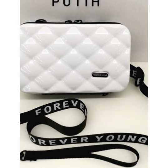 KODE PRODUK 703 Tas selempang koper mini Forever Young/Forever Love BUBBLE TERLAKU..
