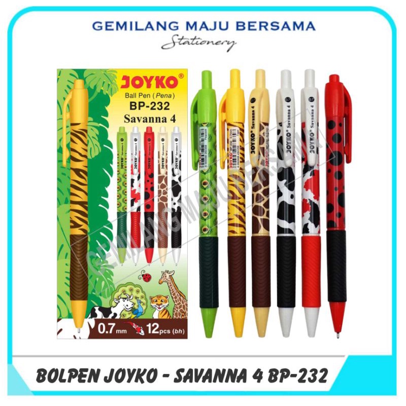 

Bolpen / Bolpoin / Pen Joyko BP-232 Savanna 4 (Harga Per Lsn = 12 buah)