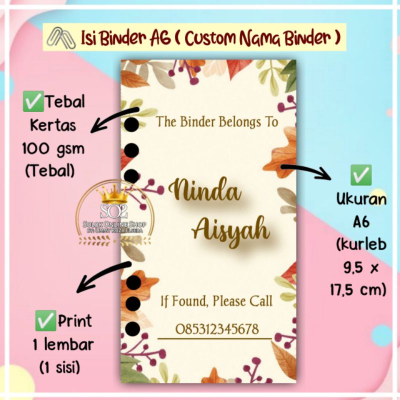 

Custom Nama Binder | Kertas Binder
