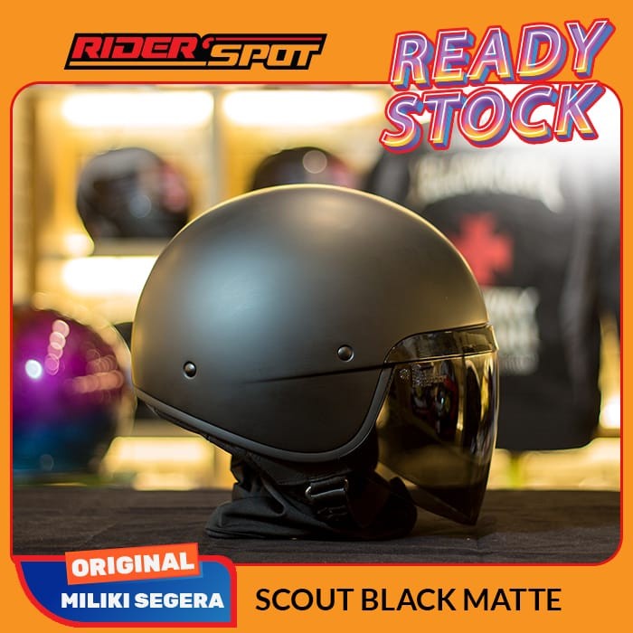 Helm Motor Bell Scout Air Matte Black Half Face Original Helmet Touring