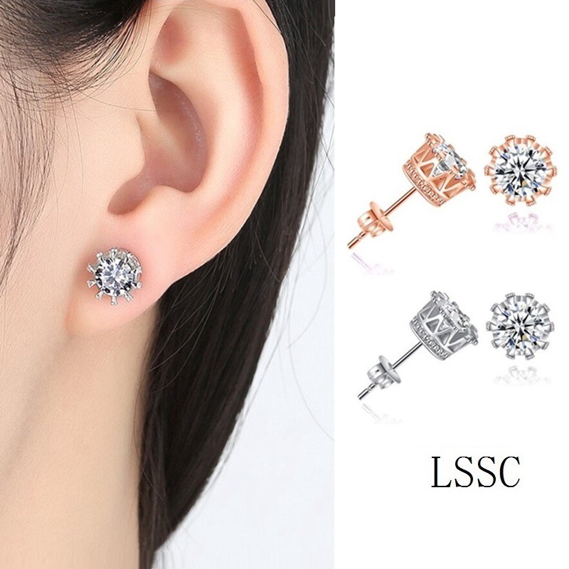 [Bayar Di Tempat] Anting Crown Austria Kristal Pernikahan Korea untuk Wanita