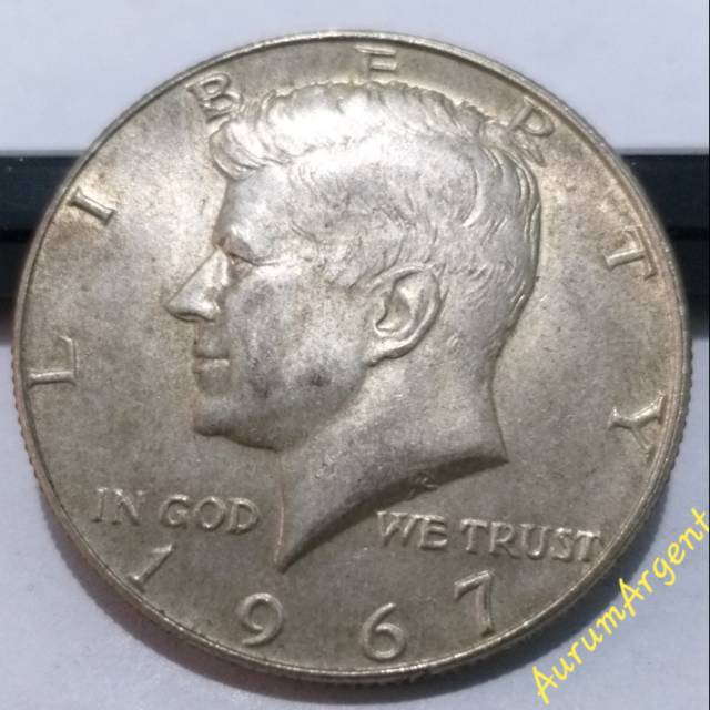 SA56-- 1 PC KOIN PERAK KUNO ASLI HALF DOLLAR KENNEDY TH 1967. -- SILVER COIN --