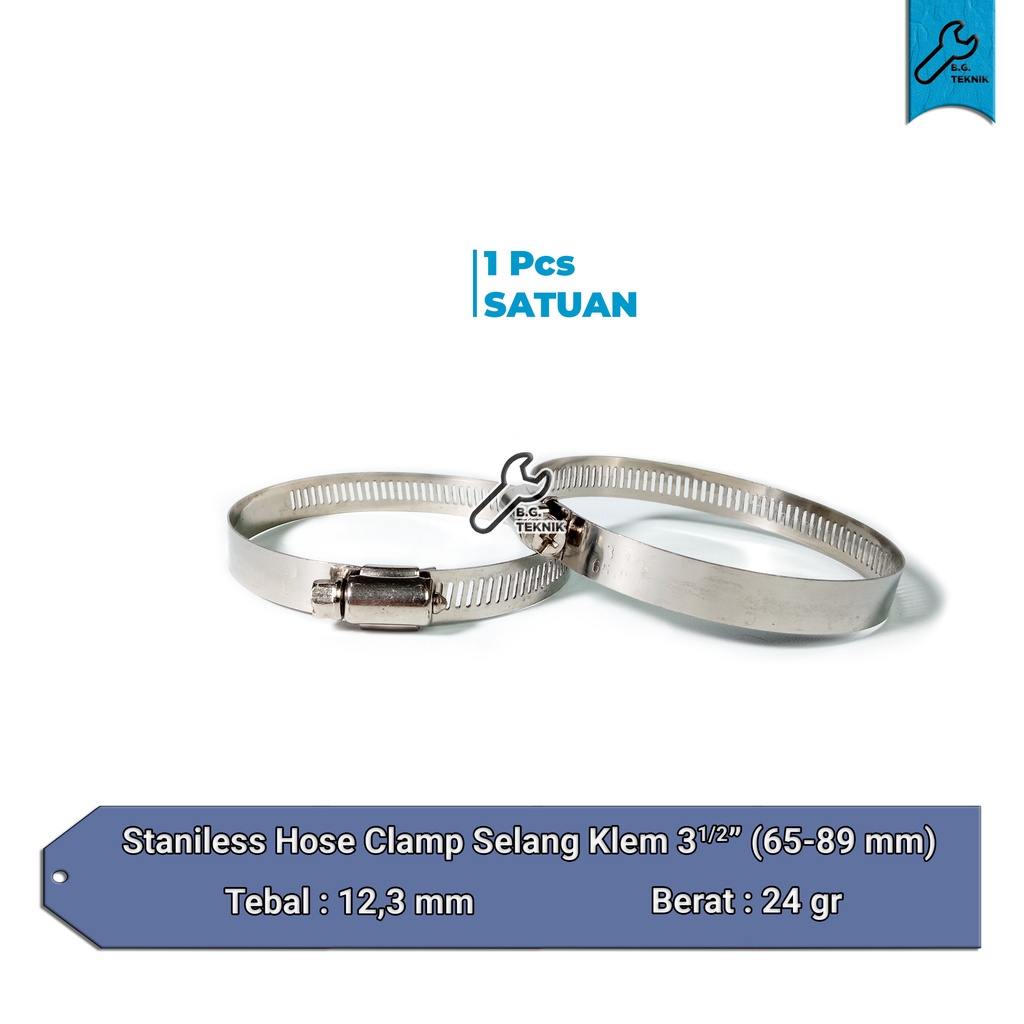 Stainless Hose Clamp Selang Klem 3 1/2&quot; (65-89 mm)