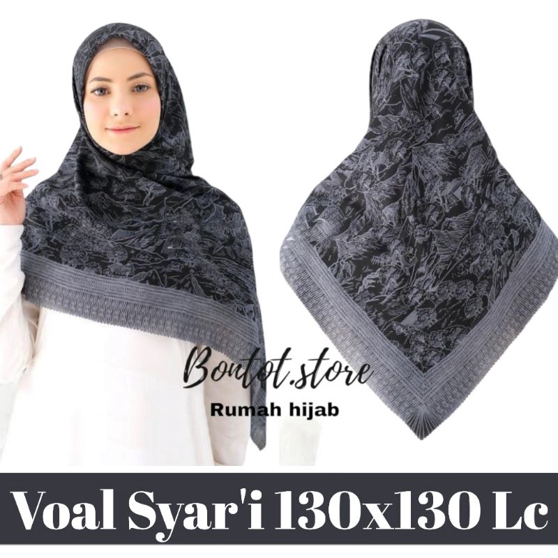 Voal motif Jumbo/ Voal motif syar'i /Voal Motif size 130x130  Jilbab Syar'i Motif Kerudung Syari hijab casual cantik lasercut kerudung segiempat voal premium-5