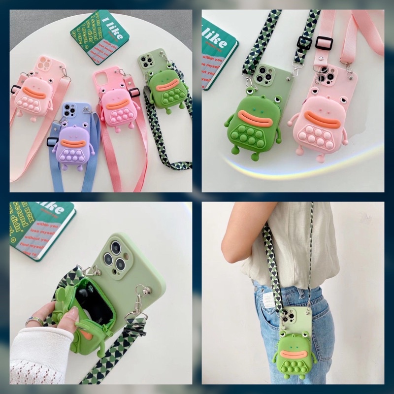 frog pop it pouch case untuk iphone oppo vivo samsung xiaomi huawei infnix