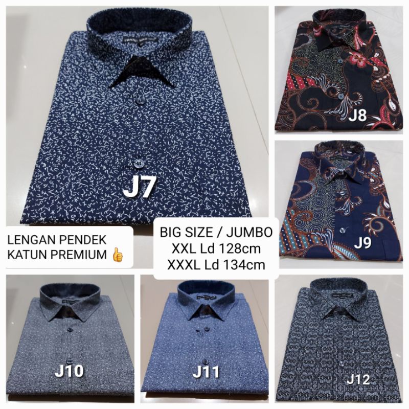 KEMEJA PRIA XXL XXXL HEM PRIA JUMBO BIG SIZE LENGAN PENDEK MOTIF KATUN PRINTING PREMIUM