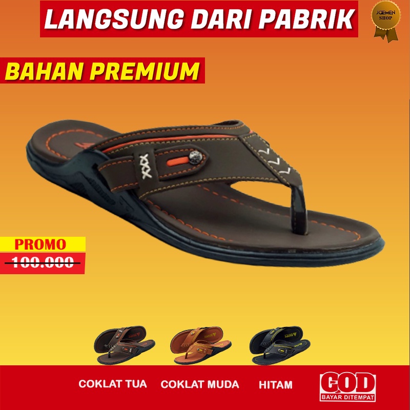 Sandal Sendal Kulit Pria Cowok Dewasa Original Kekinian Sandal Murah Jepit Laki2 Peria Terbaru Bapak