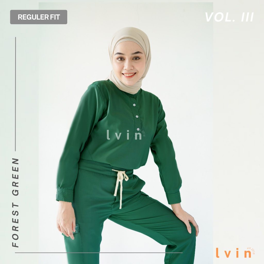[ Lvin ] Vol III -  Baju OKA Kerah Bulat Celana Reguler fit Lengan Panjang / Baju Jaga /Set Baju Celana Jaga Oka / Dokter Lengan Panjang / Baju OK Seri Resilient