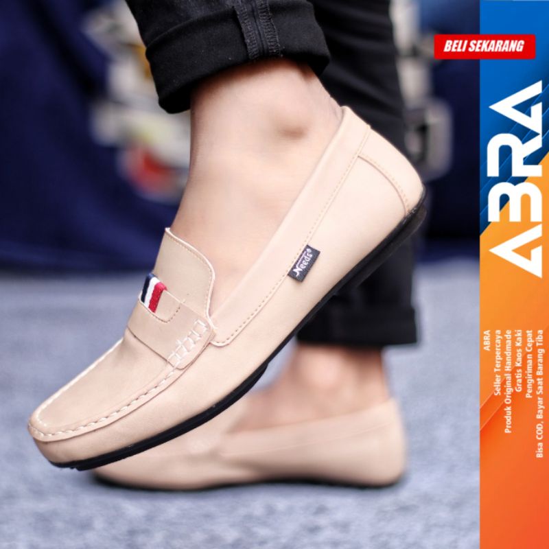 ABRA Sepatu Slip on Pria Santai Casual Formal Kulit Pu Kerja Hitam