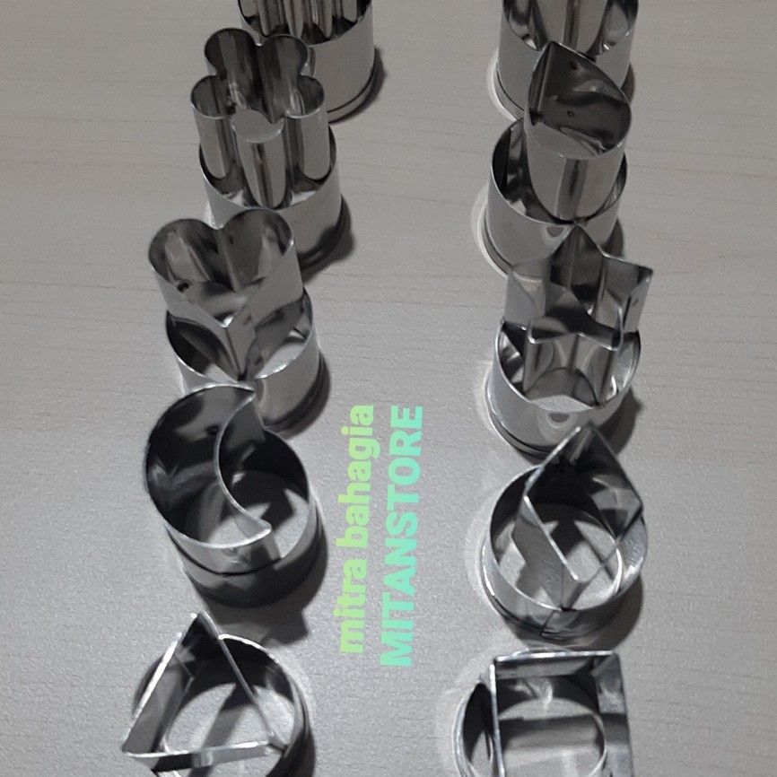 Cetakan Ring Cutter Pemotong Sayuran Wortel Puding Nugget  Biskuit Stainless 10 Motif