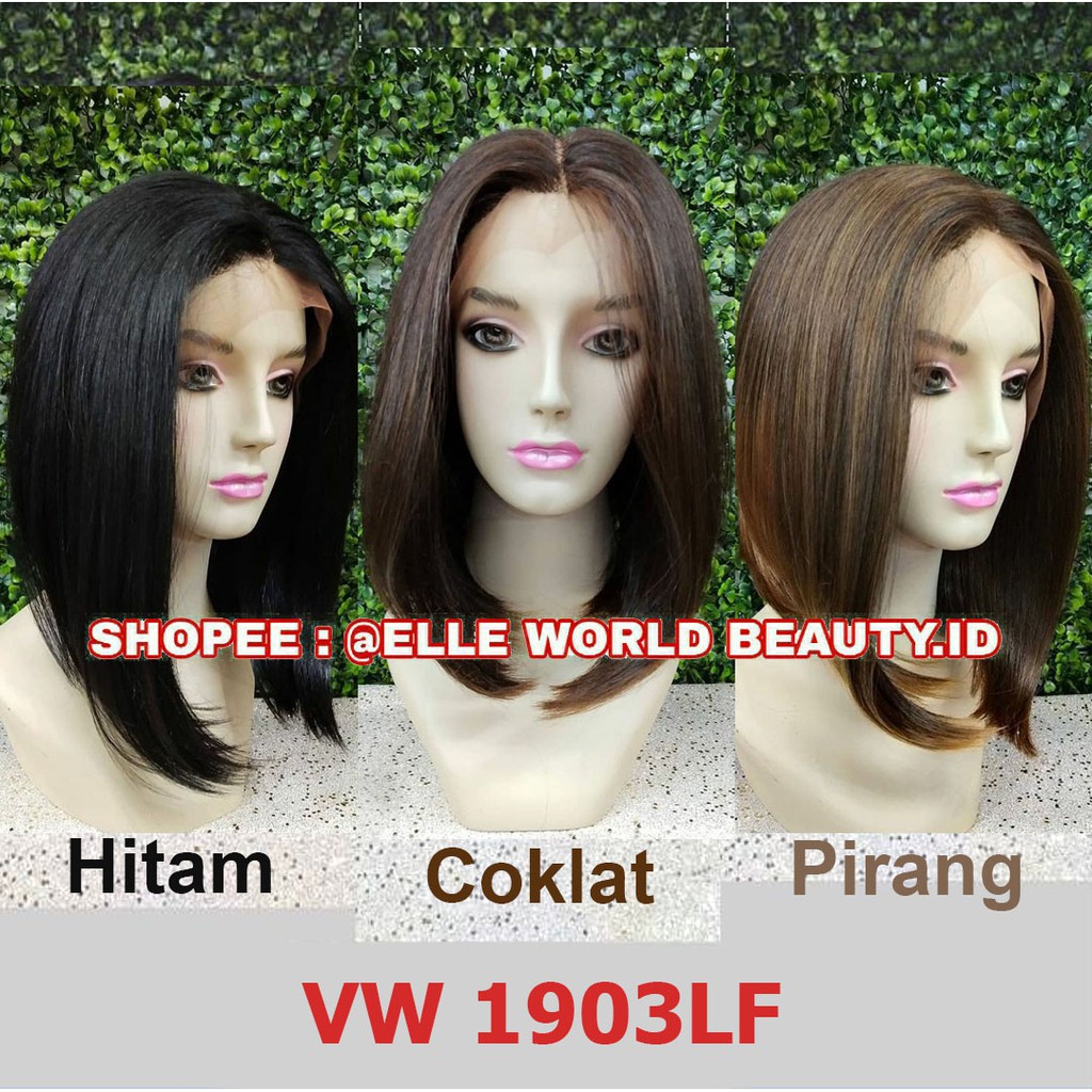 FRONT LACE WIG LACE DEPAN WIG WANITA PENDEK BOB WIG CEWEK KOREA NATURAL RAMBUT ASLI 1903