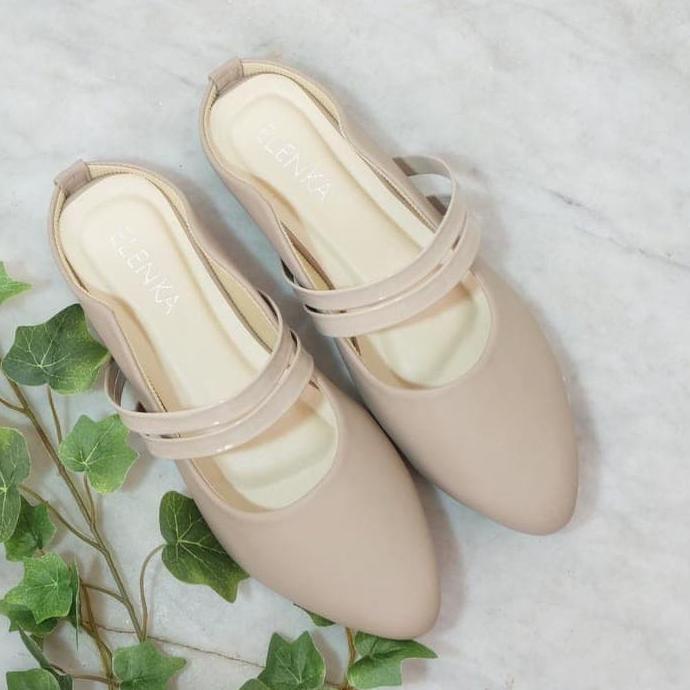 SANDAL WANITA FLAT CAROLINE CREAM BIG SIZE