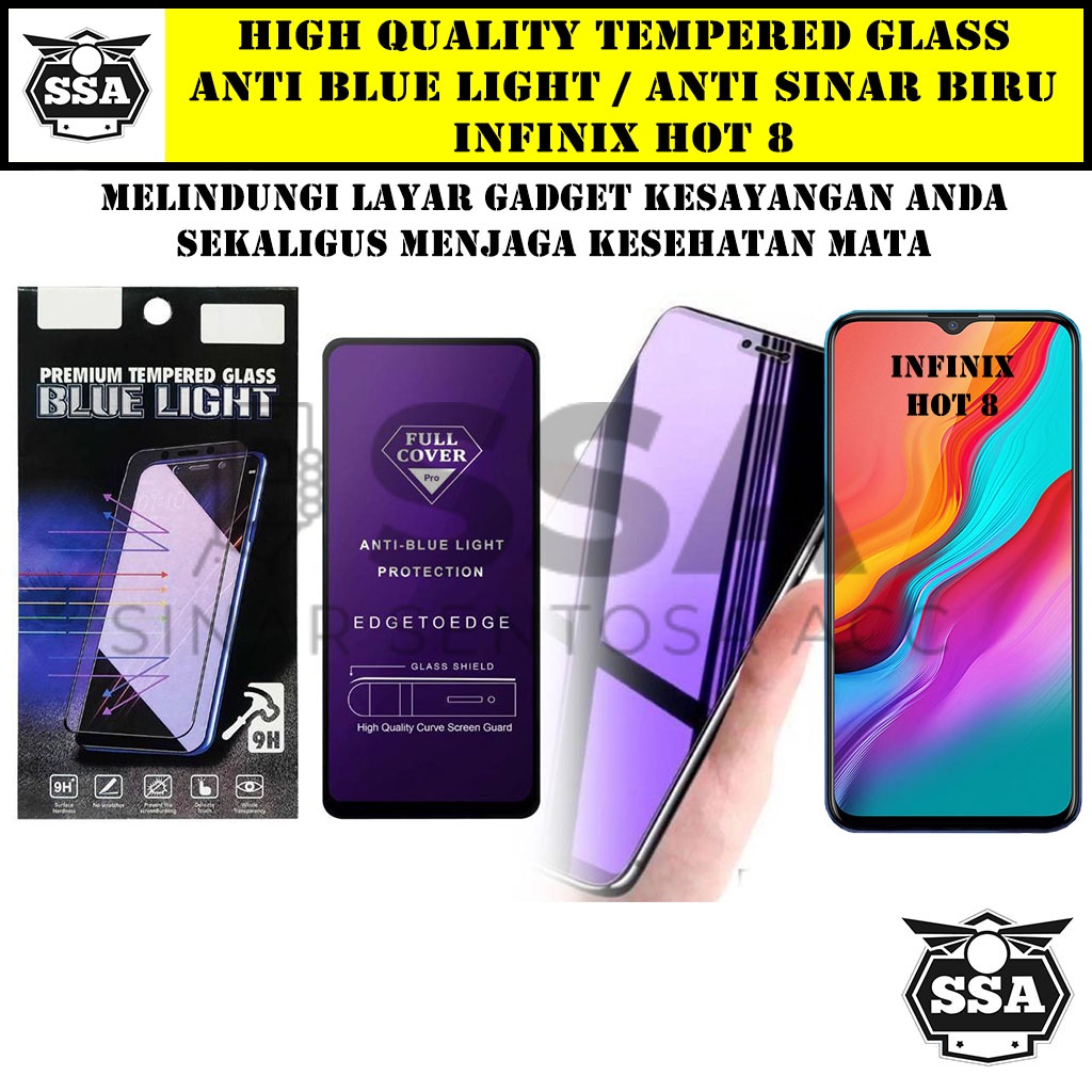 Tempered Glass Infinix Hot 8 Anti Blue Light Anti Sinar Biru Ori Original Hp Pelindung Layar Temper Anti Lecet Gores TG Murah Berkualitas