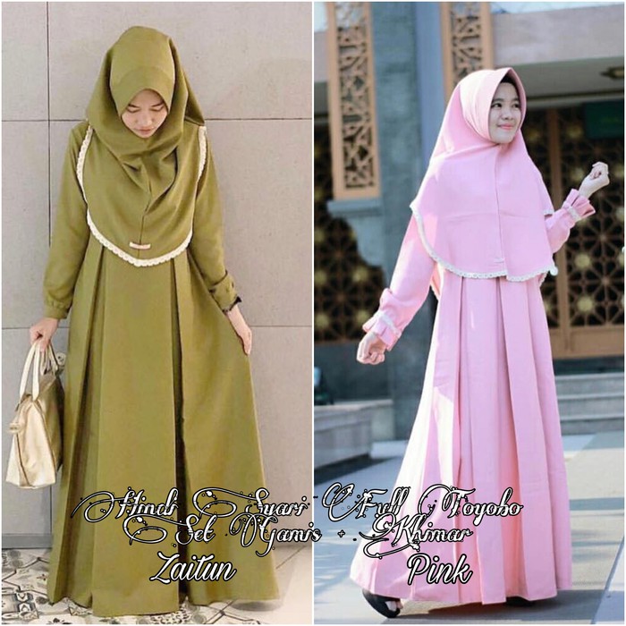 TERANYAR  Setelan Hijab syari / Khimar / Dress busui / Gamis syari : Hindi Syari   TP TERMURAH