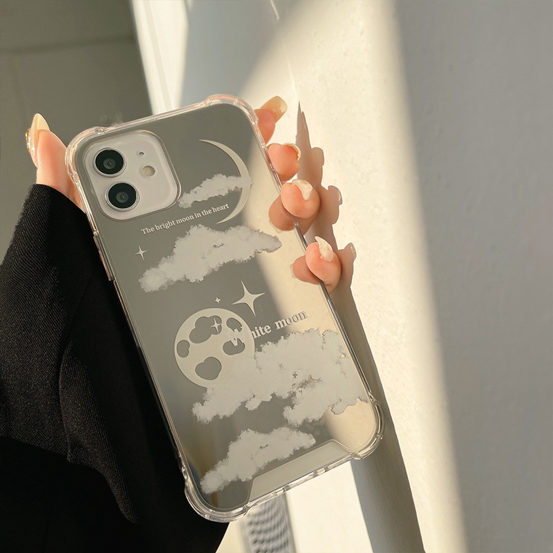 ins Makeup Mirror Shock Proof Soft Case IP Iphone 7 8 Plus X XR XS Max IPhone 11 Pro Max 12 13 Pro Max SE 2020 12 13 mini Fashion clouds moon Casing Chasing