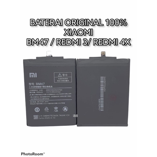 baterai batterry xiaomi redmi 3/3S redmi 4X baterai original xiaomi BM-47
