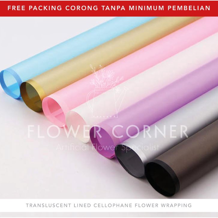 

5 LEMBAR Transluscent Lined Cellophane Flower Wrapping Paper Kertas Buket Bunga (FW014)