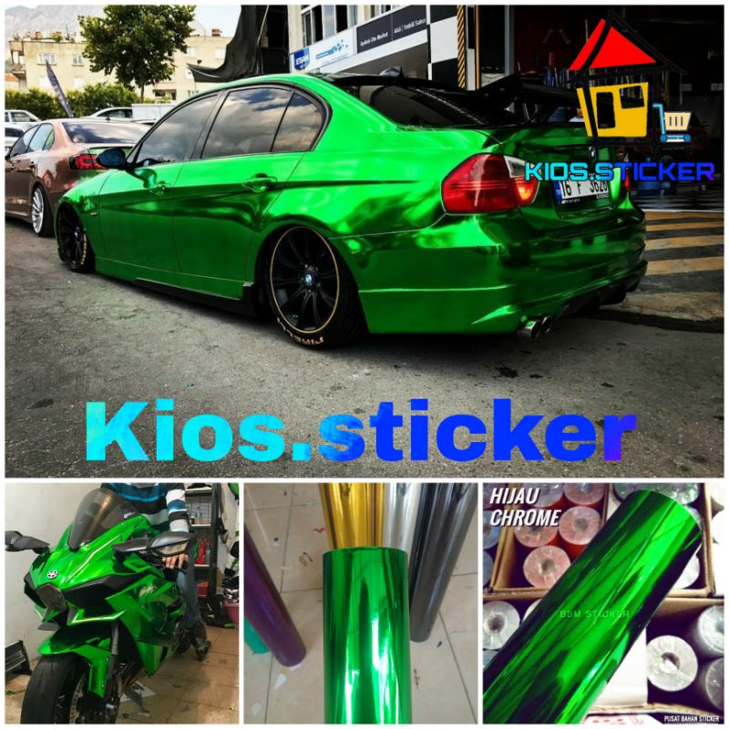 Skotlet Motor Hijau Crome Metalik Stiker Skotlet Metalik Hijau Krom Stiker Chrome