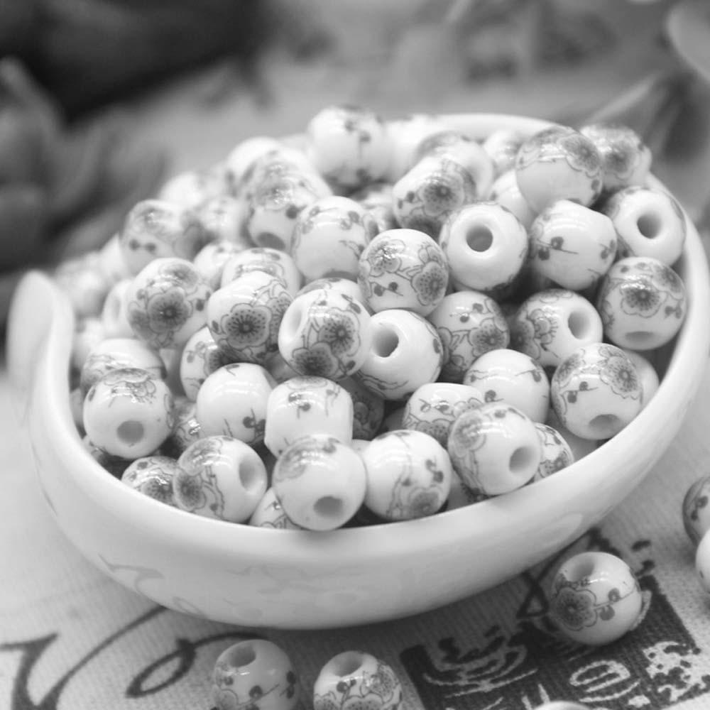 Needway   Manik-Manik Keramik DIY Bulat 10mm 10PCS Untuk Kalung Gelang Temuan Bunga Matahari